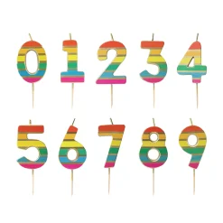 Striped Rainbow Number Birthday Candle