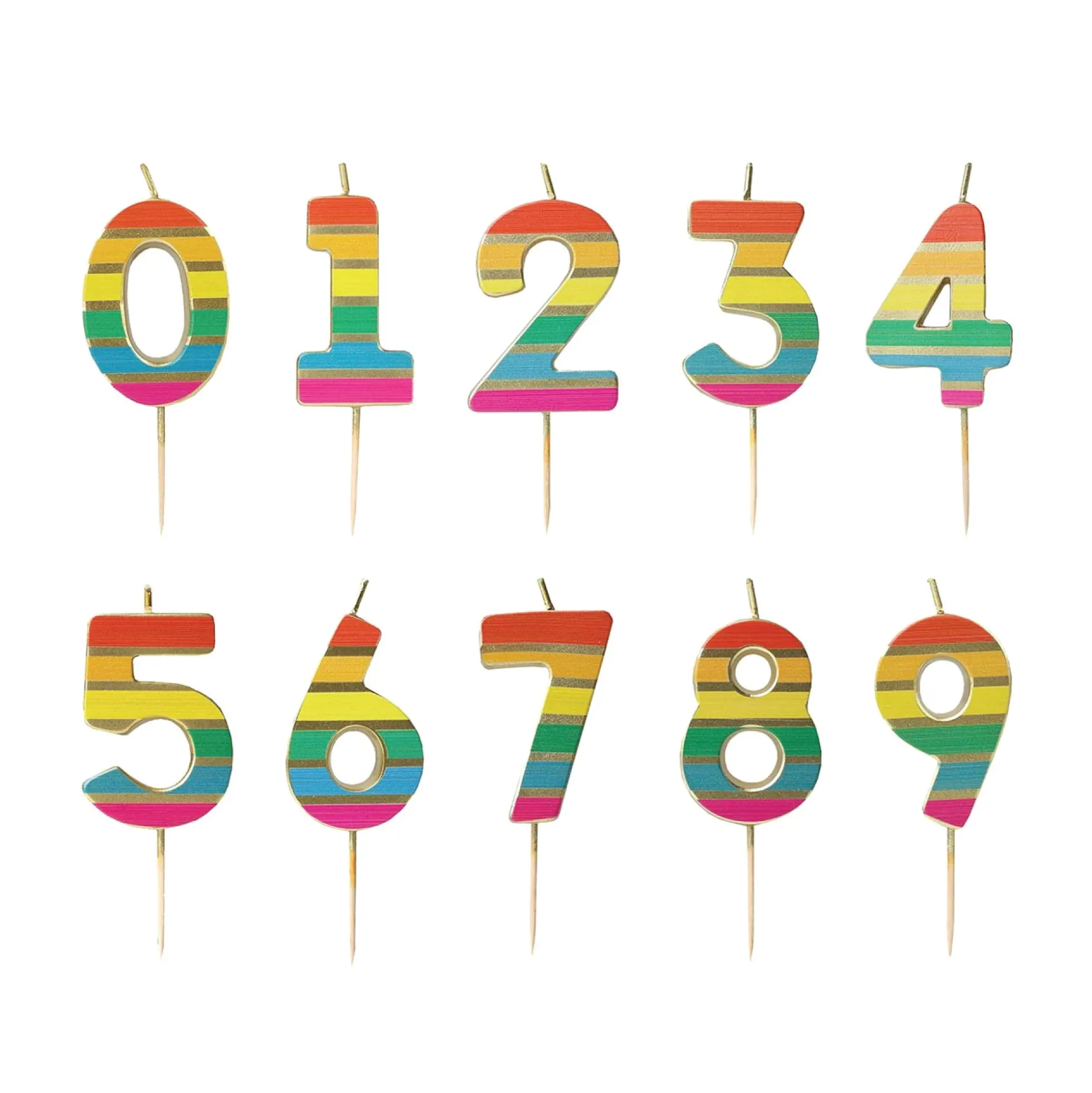 Striped Rainbow Number Birthday Candle
