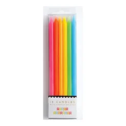 Tall Neon Rainbow Birthday Candles 12ct
