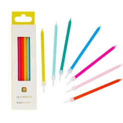 Tall Rainbow Birthday Candles 16ct