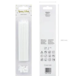 Tall White Birthday Candles 12ct
