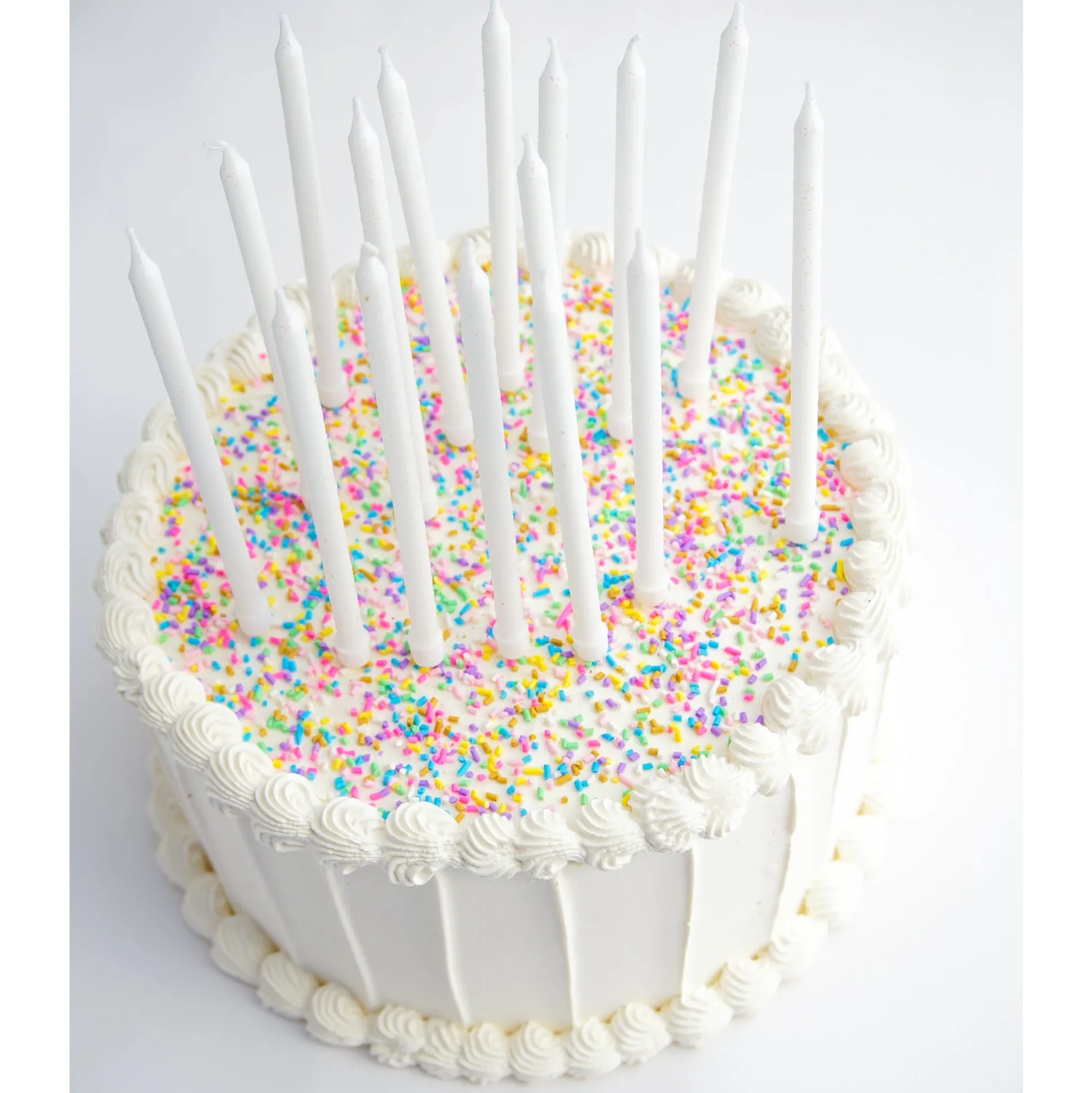Tall White Glitter Candle Set 16ct
