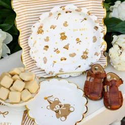 Tan Striped Dinner Plates 8ct