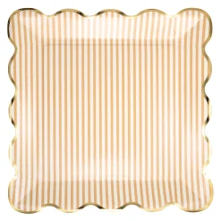 Tan Striped Dinner Plates 8ct