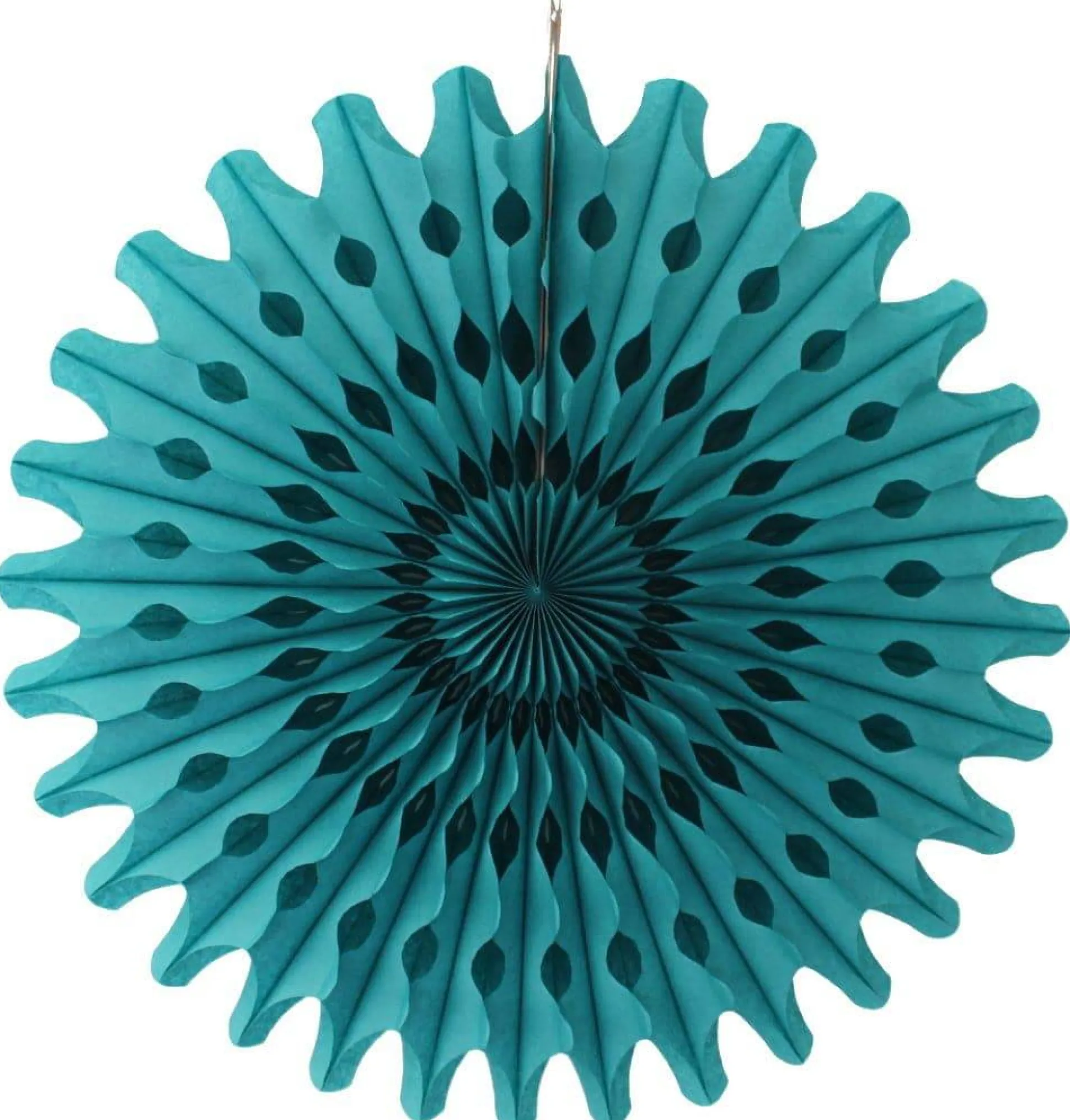 Teal Tissue Paper Fan 18in