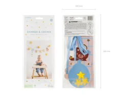 Teddy Bear First Birthday Banner & Crown Set
