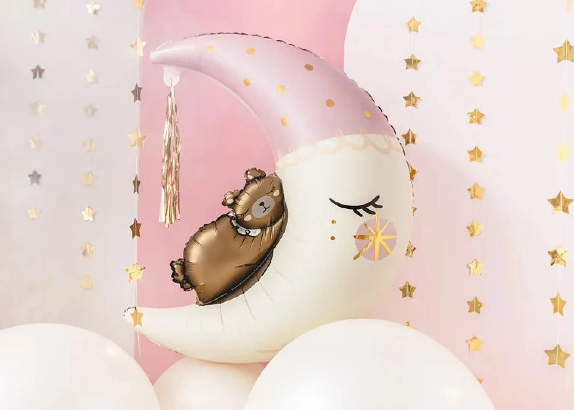 Teddy Bear on the Moon Pink Foil Balloon 34in