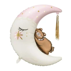Teddy Bear on the Moon Pink Foil Balloon 34in