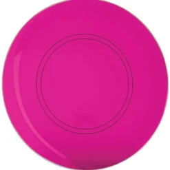 Transparent Hot Pink & Gold Rim Plastic Dinner Plates 10ct