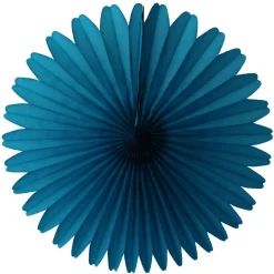 Turquoise Tissue Paper Fan 13in