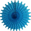 Turquoise Tissue Paper Fan 18in