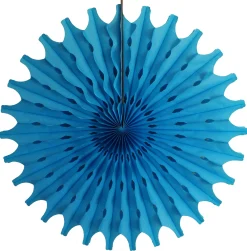 Turquoise Tissue Paper Fan 18in