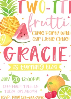 Twotti Fruitti Birthday Party Invitation