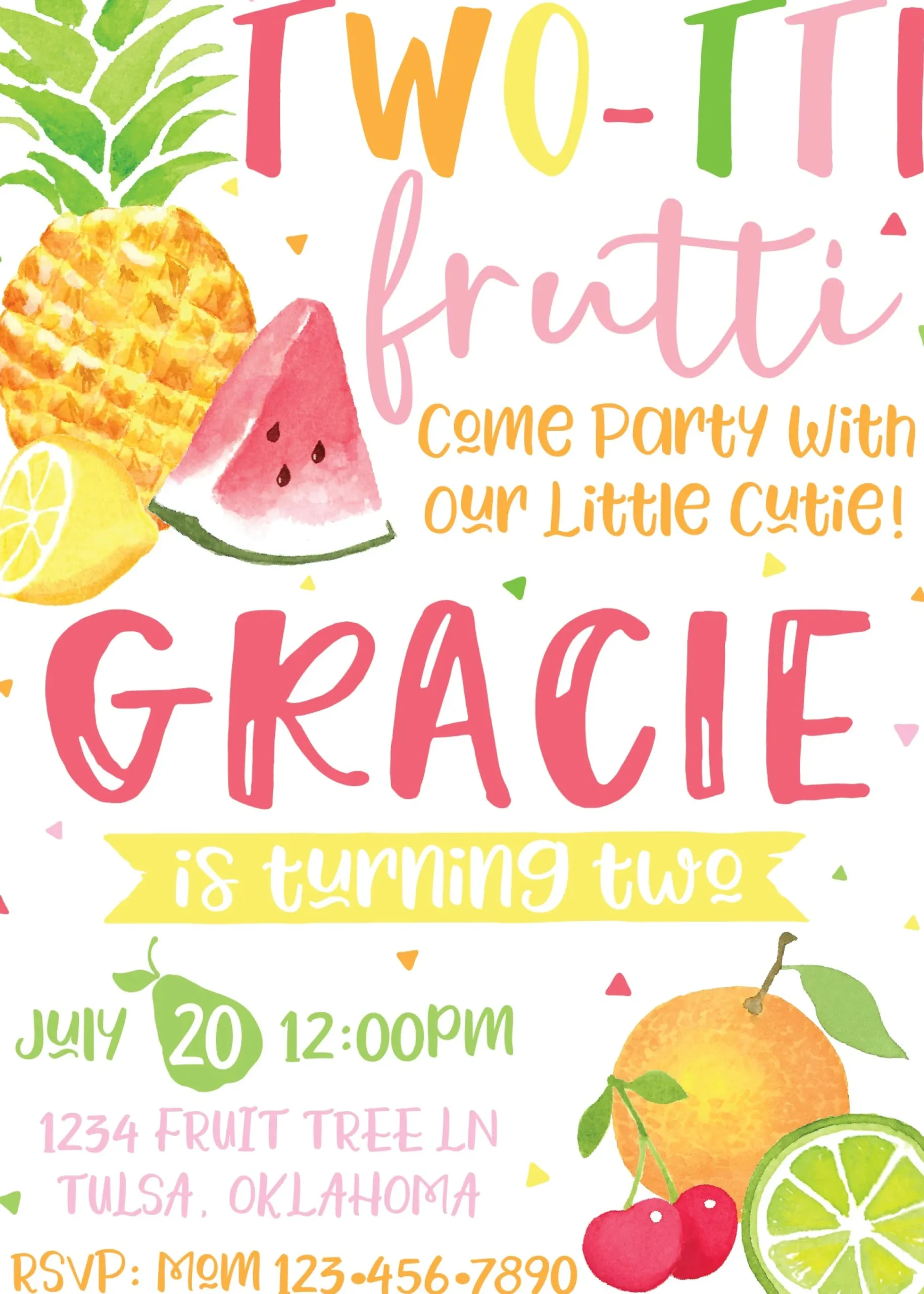 Twotti Fruitti Birthday Party Invitation