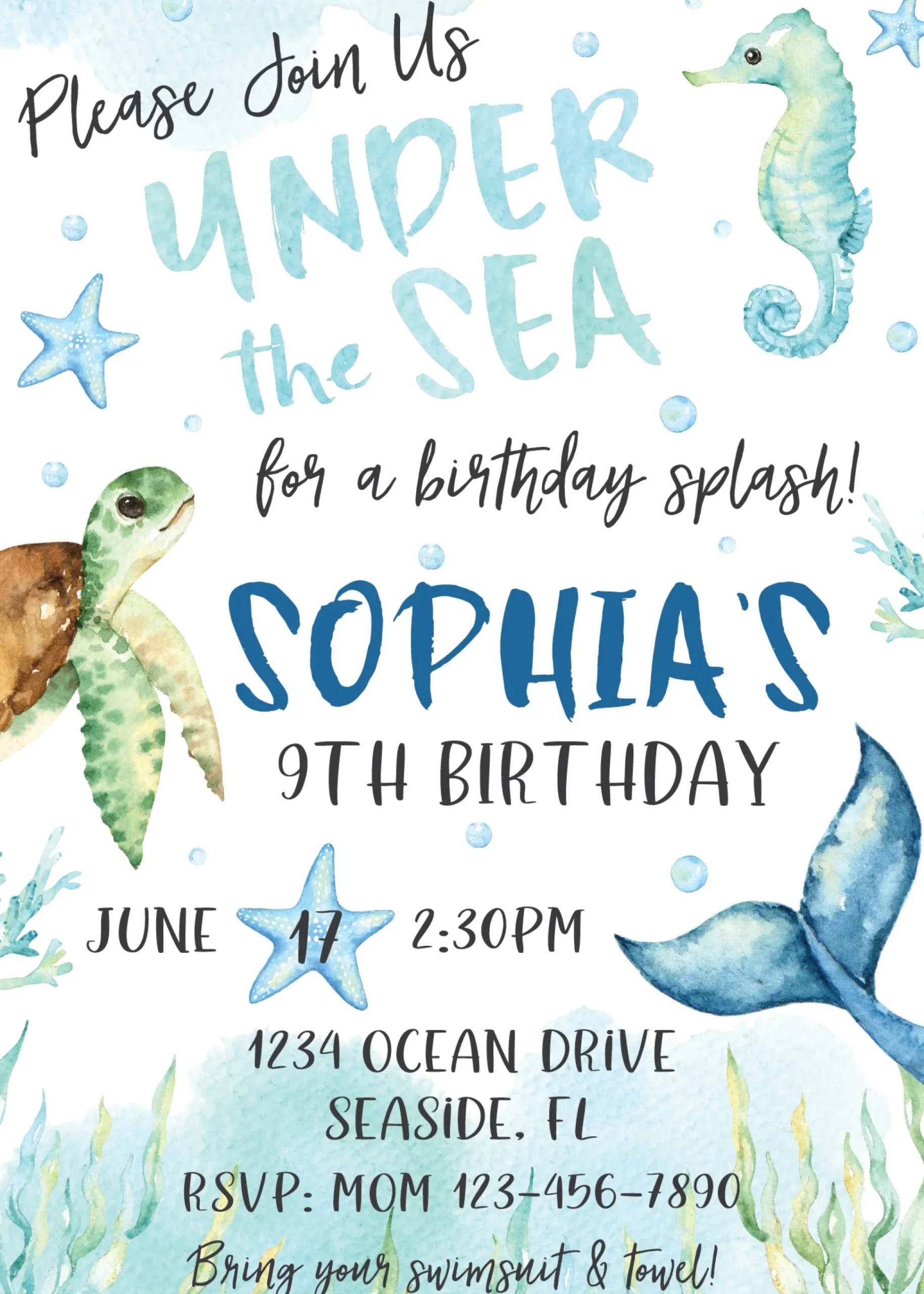 Under The Sea Birthday Invitation