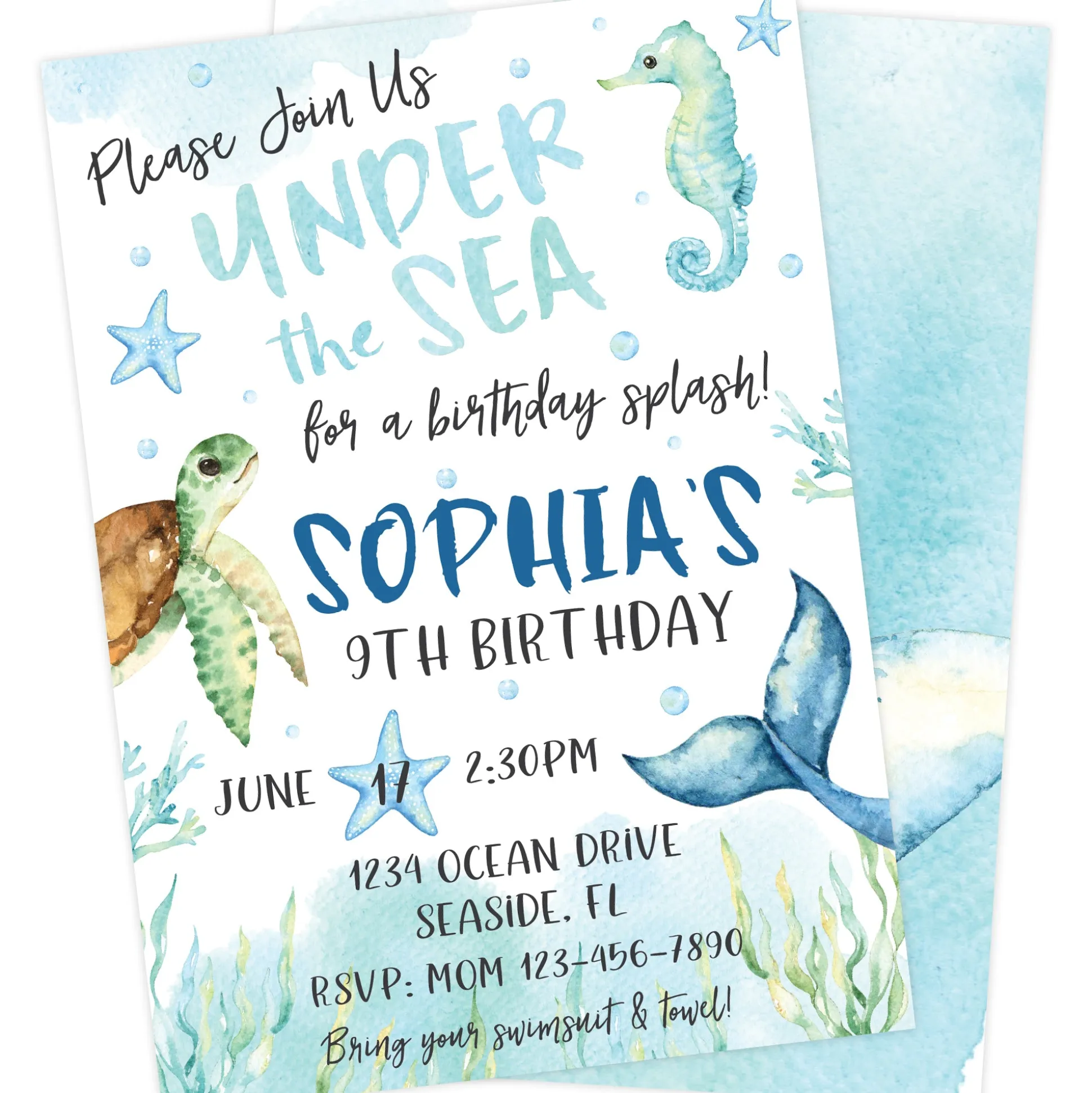 Under The Sea Birthday Invitation