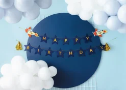 Vintage Airplane Happy Birthday Banner 8ft