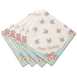 Vintage Floral Happy Birthday Napkins 20ct