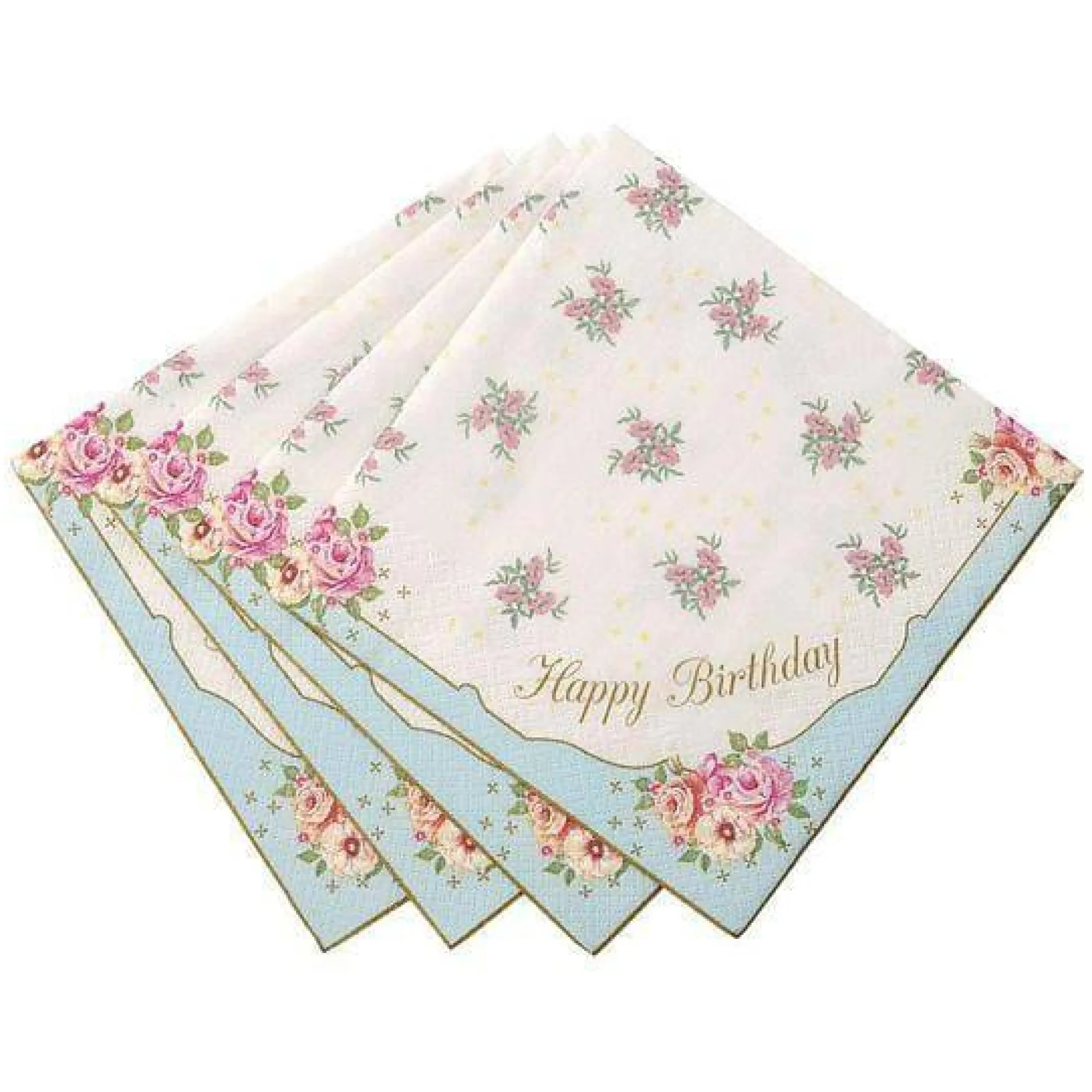 Vintage Floral Happy Birthday Napkins 20ct