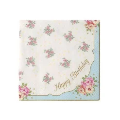 Vintage Floral Happy Birthday Napkins 20ct