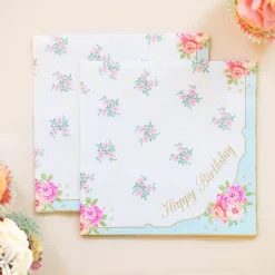Vintage Floral Happy Birthday Napkins 20ct