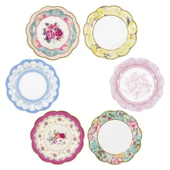 Vintage Floral Tea Party Dessert Plates 24ct