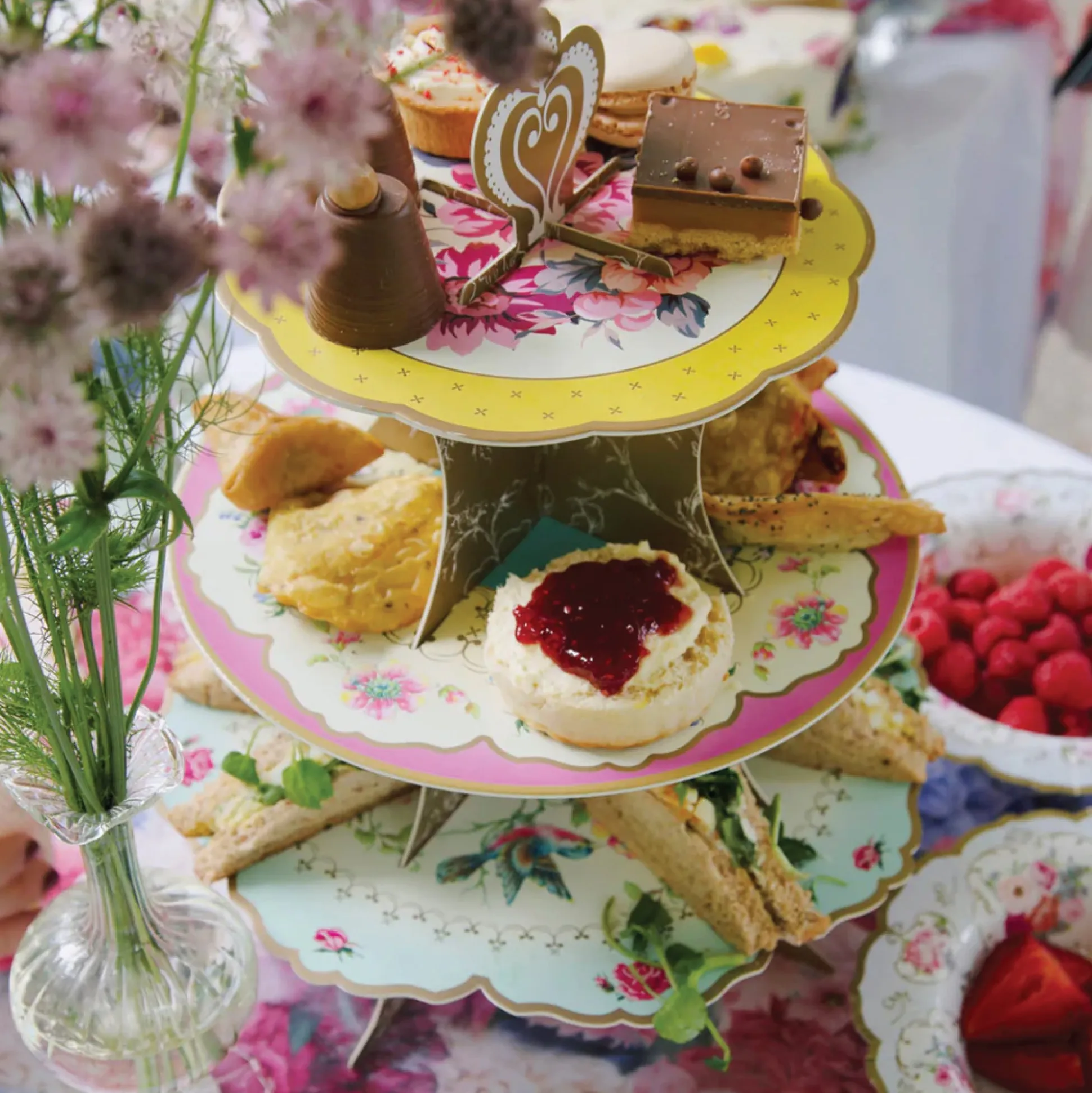 Vintage Floral Tea Party Reversible Cupcake Stand