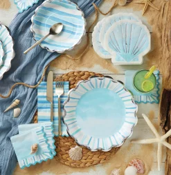 Watercolor Coastal Dessert Plates 8ct