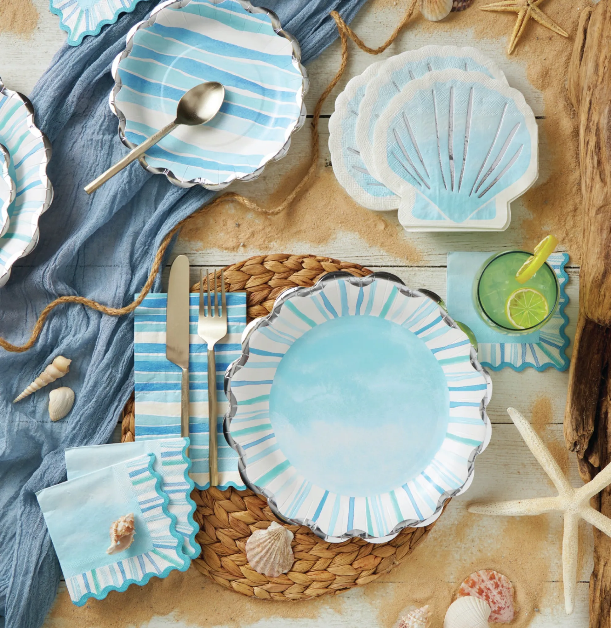Watercolor Coastal Dinner Plates 8ct