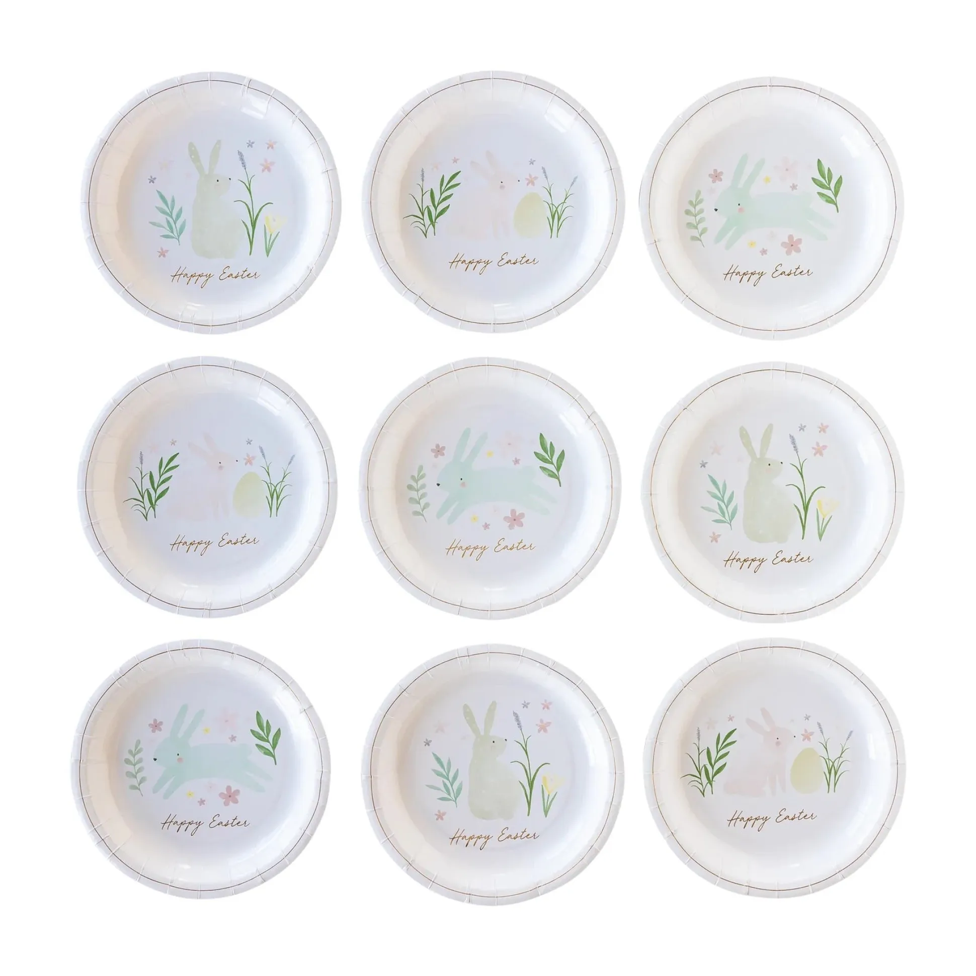 Watercolor Easter Bunny Dessert Plates 9ct
