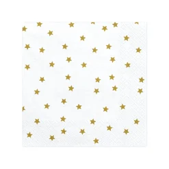 White and Gold Star Napkins 20ct