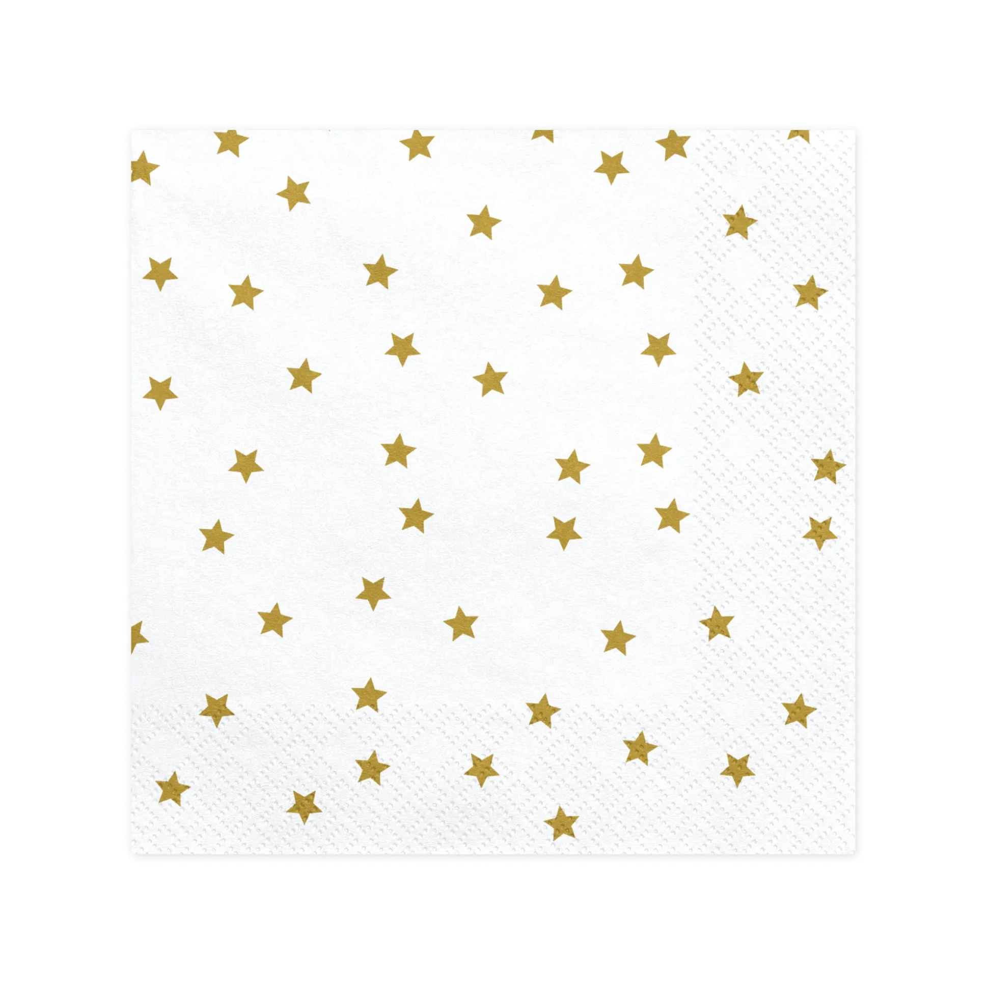 White and Gold Star Napkins 20ct