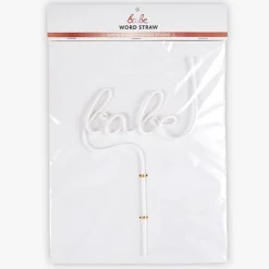 White Babe Plastic Word Straw 1ct