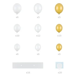 White & Gold Heart Balloon Garland Kit 68pc