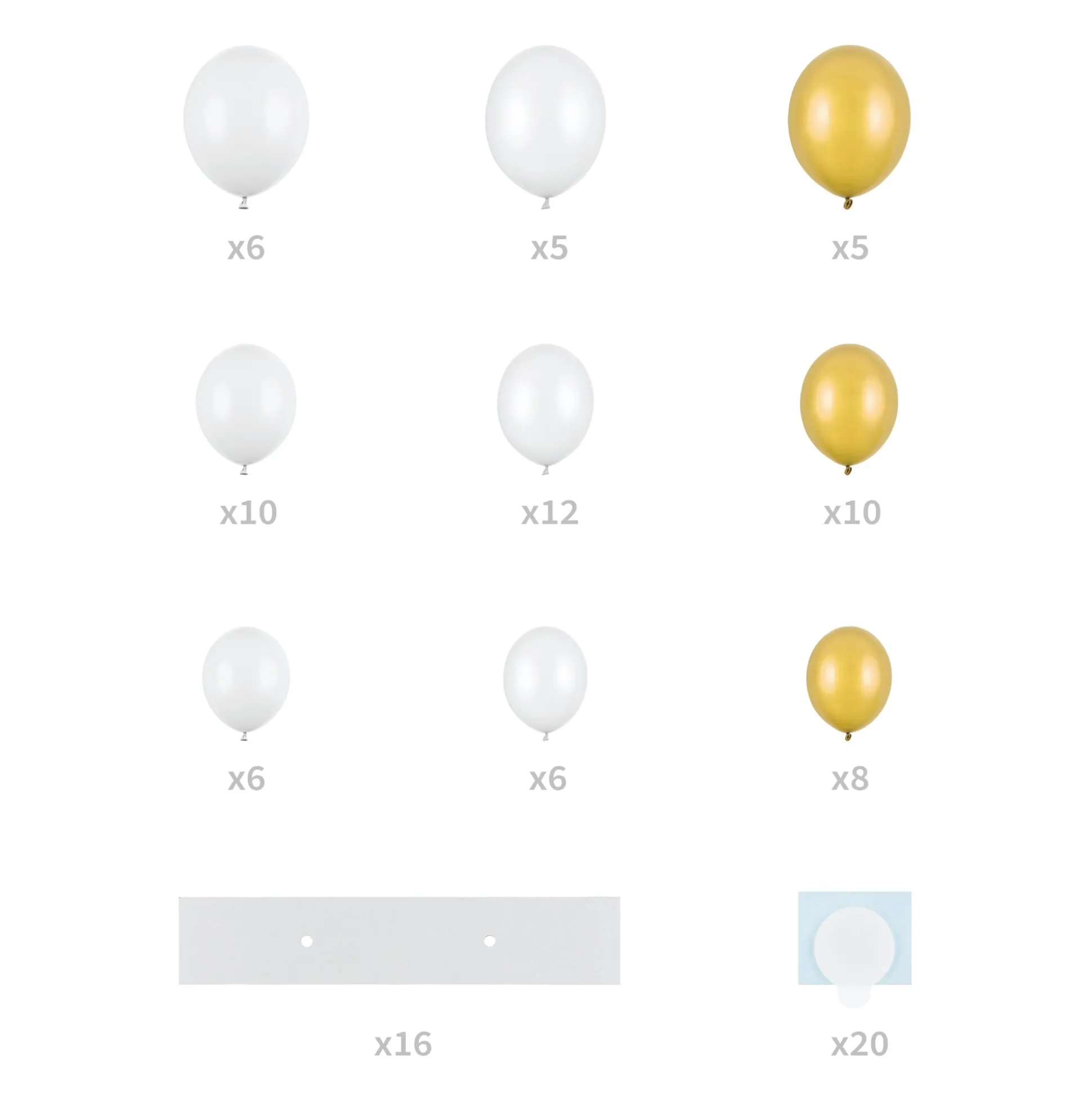 White & Gold Heart Balloon Garland Kit 68pc
