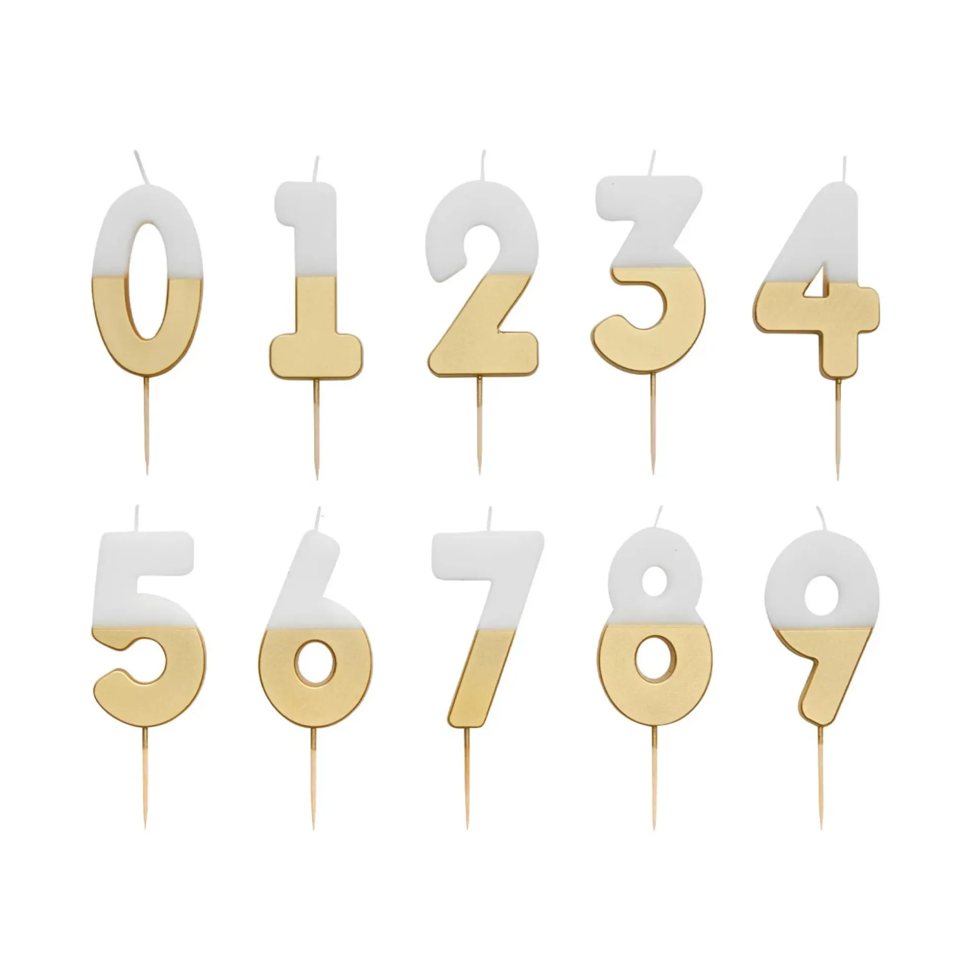 White & Gold Number Birthday Candle