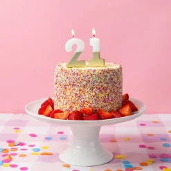 White & Gold Number Birthday Candle