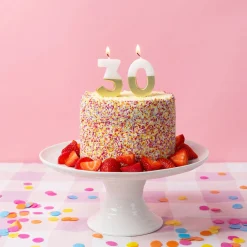White & Gold Number Birthday Candle