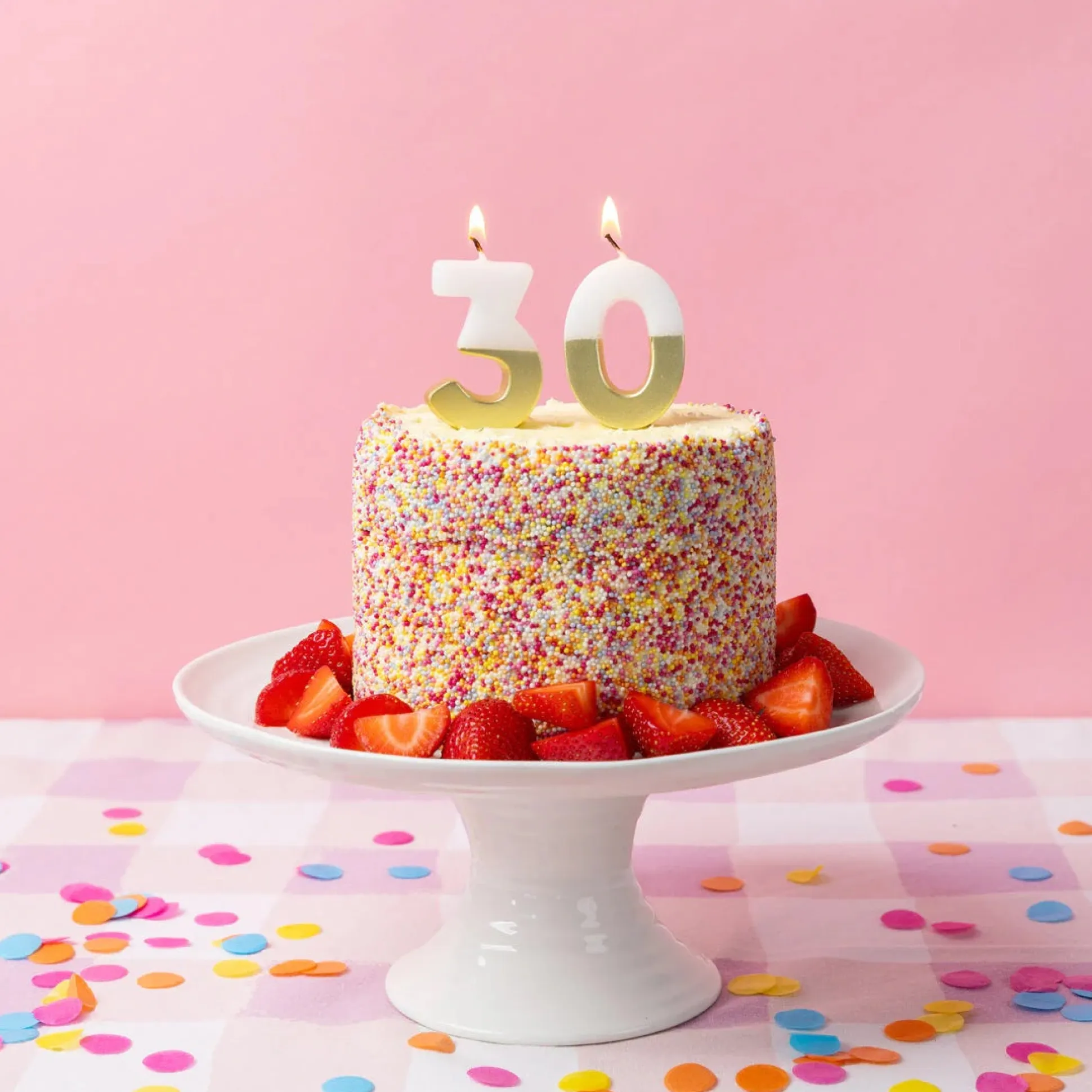 White & Gold Number Birthday Candle