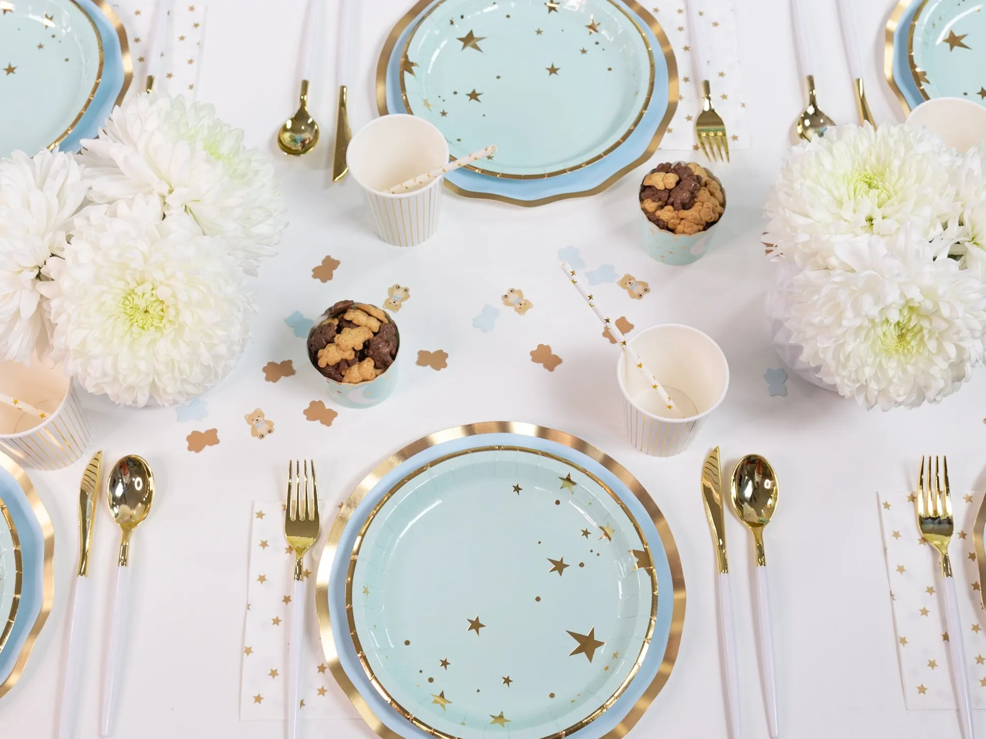 White & Gold Plastic Cutlery Set for 8