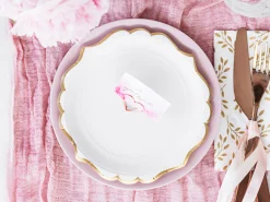 White Gold-Trimmed Scalloped Dessert Plates 6ct