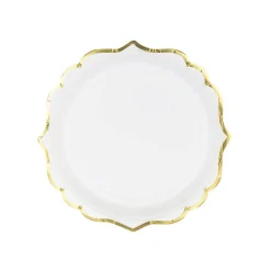 White Gold-Trimmed Scalloped Dessert Plates 6ct