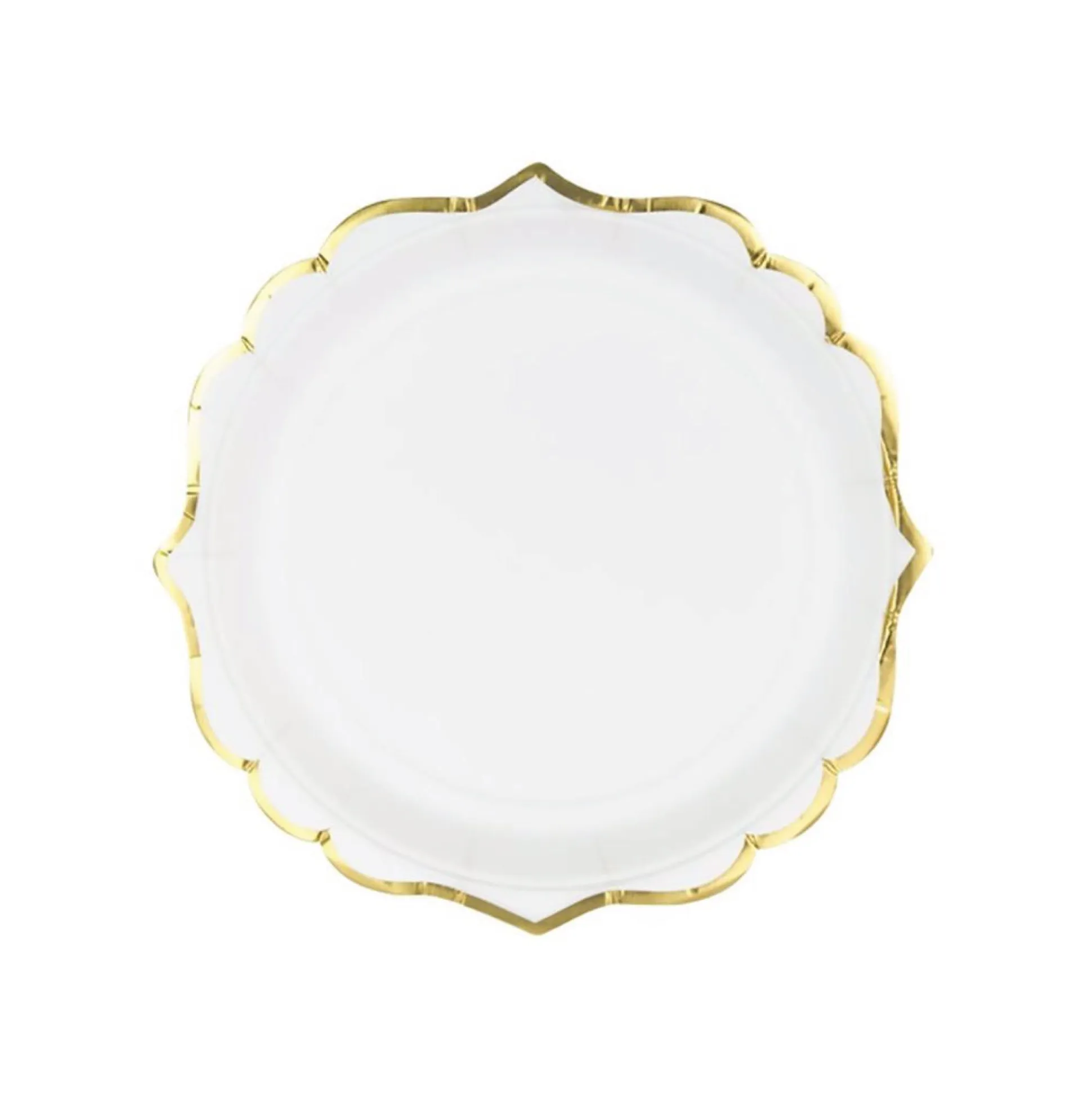 White Gold-Trimmed Scalloped Dessert Plates 6ct
