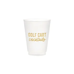 White Golf Cart Cocktails Frosted Plastic Cups 6ct