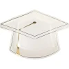 White Graduation Cap Shaped Dessert Plates 8ct