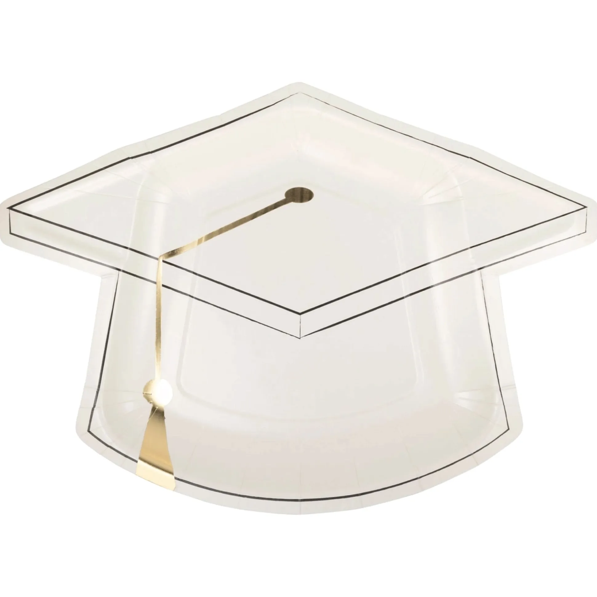 White Graduation Cap Shaped Dessert Plates 8ct