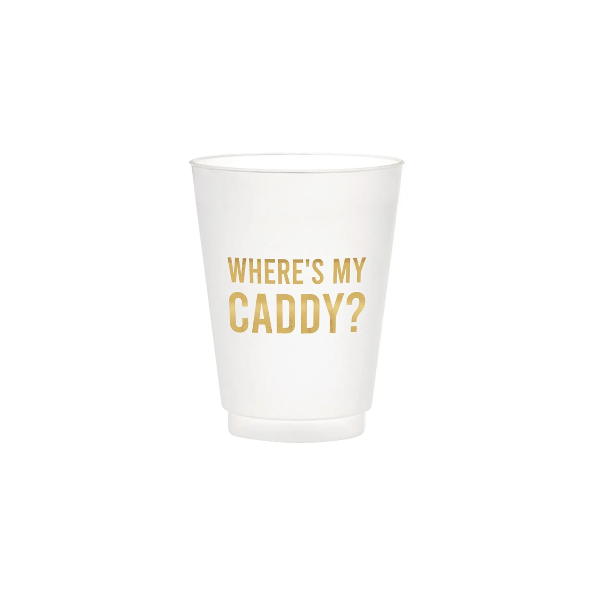 White Where's My Caddy Frosted Plastic Cups 6ct
