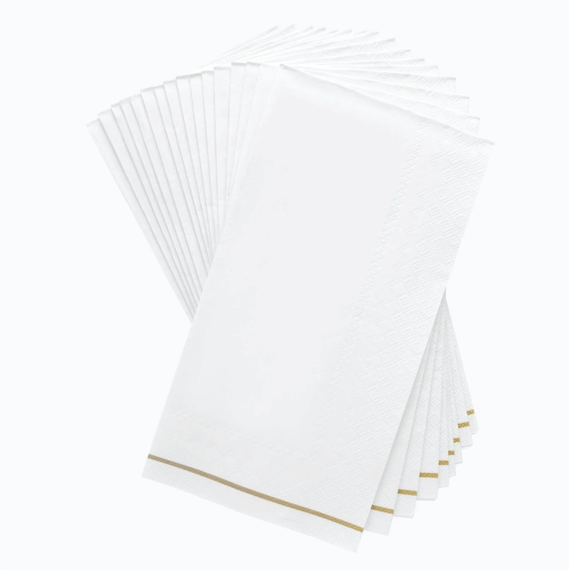 White with Gold Stripe Guest Towels 16ct