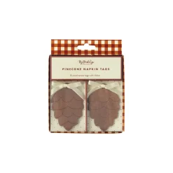 Wooden Pine Cone Napkin Tags 8ct