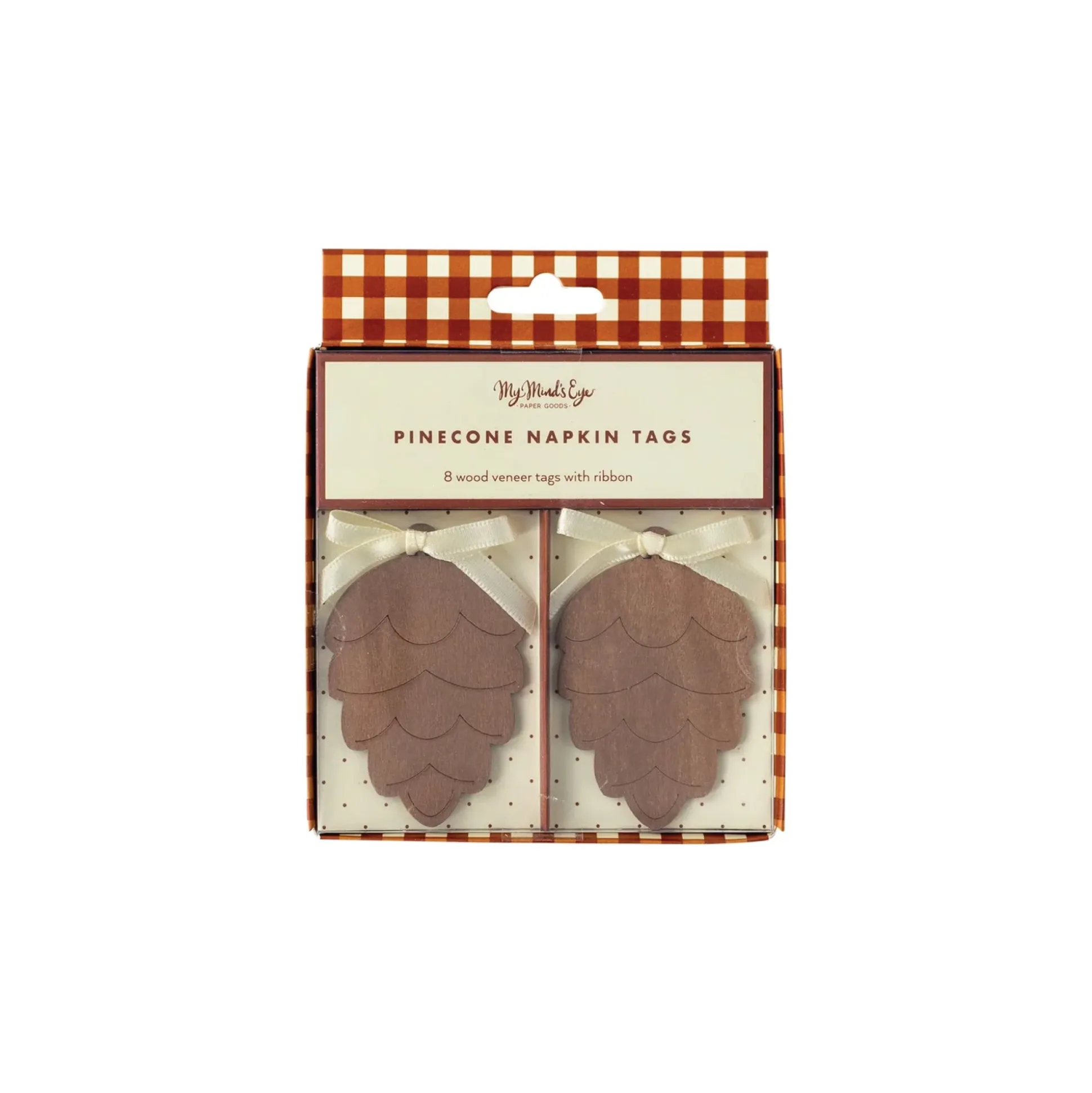 Wooden Pine Cone Napkin Tags 8ct